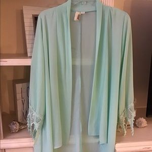 Sheer mint green Francesca’s cardigan